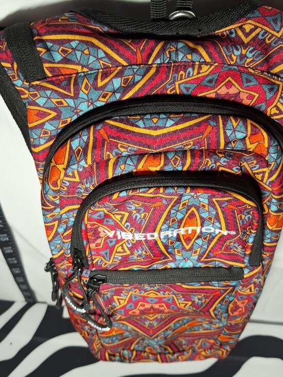 Vibedration Hydration Backpack w/o bladder - Blue/Red/Orange pattern - Used main image 11